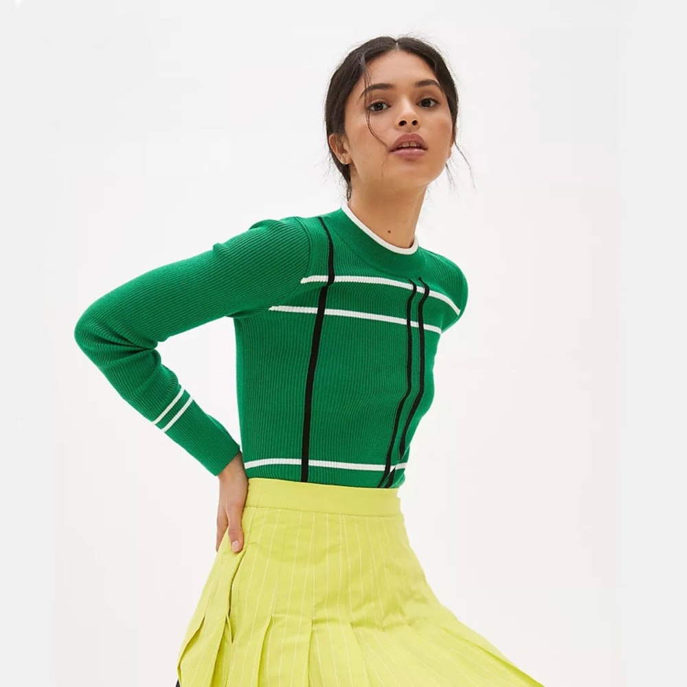 Anthropologie Maeve Merida Striped Green Sweater size Small